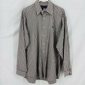 Ralph Lauren Blake Striped Button Front Shirt Green Red White Cotton Size Large